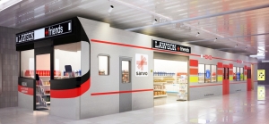 呈现电车形状的便利商店「LAWSON＋Friends山阳板宿地下店」