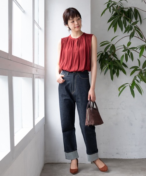 砖红色女人味缎面衬衣
