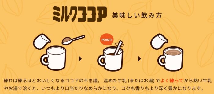 森永製菓_牛奶巧克力_MILKCOCOA_ミルクココア_最佳饮用方式