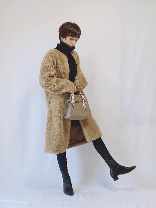 UNIQLO 达菲色长版无领毛绒外套